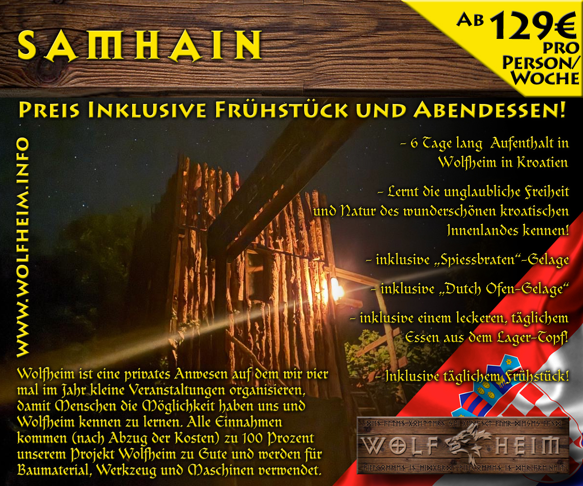 Samhain (Halloween) 2026 - So. 24.10. bis Sa. 31.10.